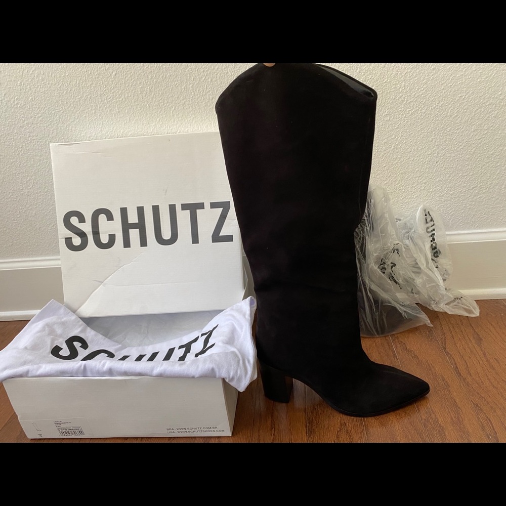 BRAND NEW SCHUTZ BLACK SUEDE KNEE HIGH BOOTS 7